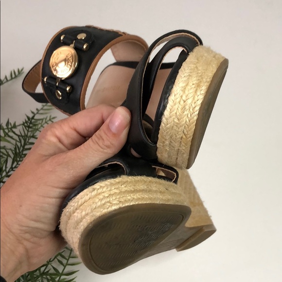 Tommy Hilfiger Black & Gold espadrille Wedges - Picture 8 of 9